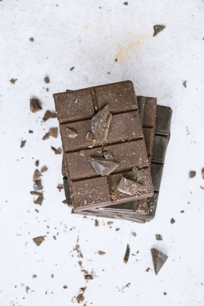 Squares of dark chocolate